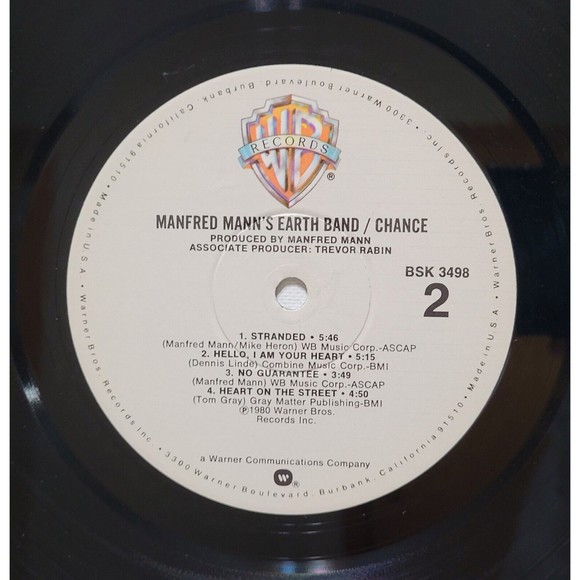 Manfred Mann's Earth Band LP - Chance - Warner Bros. BSK 3498 VG/M- Rock '81 - Picture 6 of 6